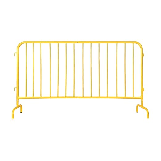 Garvee Interlocking Steel Barricade 5.5 Ft. Heavy Duty Galvanized Metal Barricade Interlocking Steel Road Barriers with with Bridge Feet Base for Crowd Control Event Fencing Indoor/Outdoor Yellow