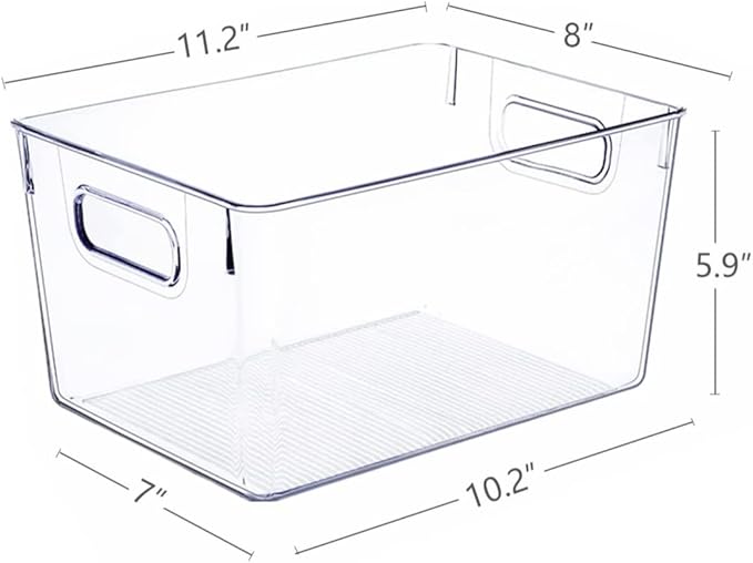 SKTEET Set of 8 Large Clear Plastic Storage Bins (8L) Storage Containers for Pantry Organization and Kitchen Storage BinsHome Edit and Cabinet Organizers