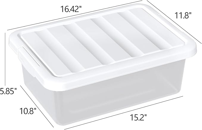 14 Quart Stackable Plastic Storage Bins with Lids Container to Organize Shoes and Crafts on Closet Shelves Garage Totes Tubs Boxes Organizing 2 Pack