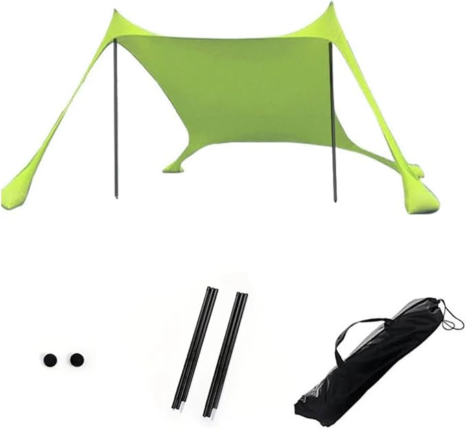 Outdoor Travel Outdoor Beach Tent Sun Shelter Camping Shades Tents Windproof One-Piece Beach Canopy Tents UPF50+ Portable Family Tent Suitable for Outdoor Family Camping Fishing(Green)