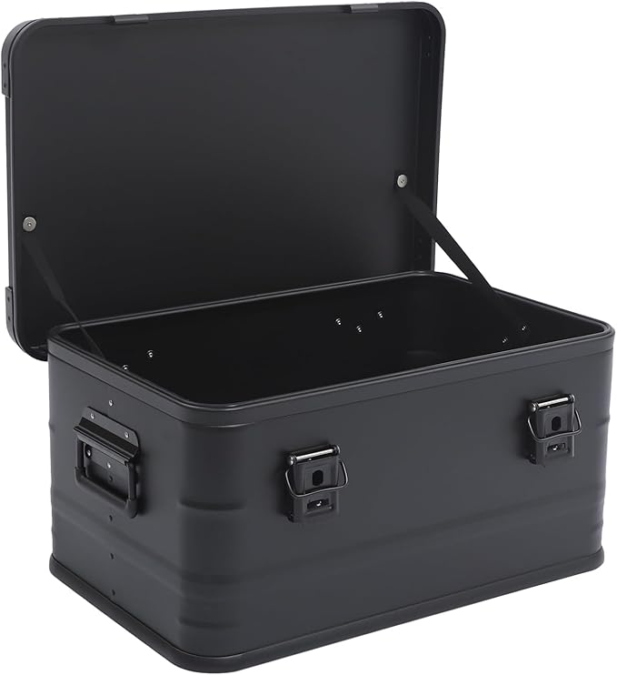 Aluminum Camping Storage Box 13.21 Gal Metal Cargo Case Stackable Box Aluminum box for Logistics Storage Transportation Camping Outdoor Activities Military Purposes (Black 50L/13.21Gal)