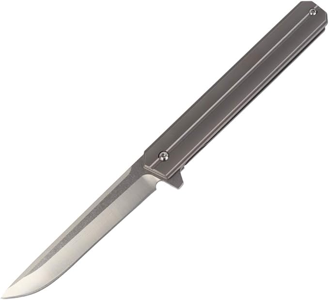 MASALONG Harry and Son kni206 Outdoor camping tactical folding knife EDC Titanium alloy handle D2 / damascus blade (large)