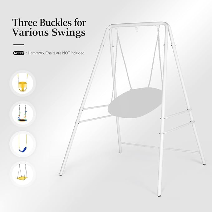 ONCLOUD Outdoor Hanging Chair Stand Heavy-Duty 450 LBS Support Outdoor Hammock Chair Stand for Patio Garden and Backyard White