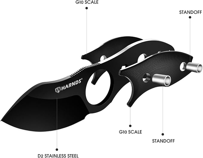 Harnds Small Fixed Blade Knife Full Tang Neck Camping Knife EDC with D2 Steel Blade and G10 Handle for Fishing and Skinning Eggplant