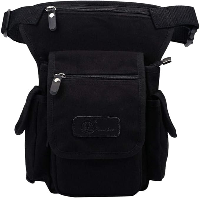 Motorcycle leg bag Drop Leg Bag Men Canvas Waist Drop Leg Bag Messenger Shoulder Fanny Pack Cross Body Thigh Hip Bum Belt for Travel Motorcycle Riding(Black)