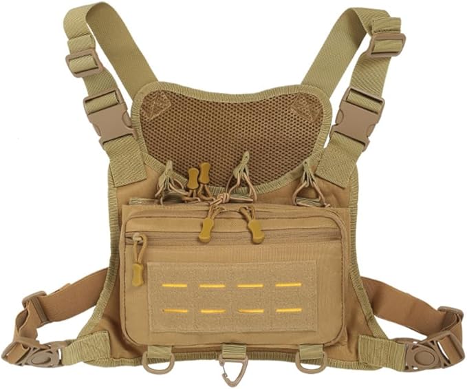 MiOYOOW Chest Bag Multi-compartment Waterproof Breathable Tactical Chest Rig Pack with Adjustable Shoulder Strap for Cycling Biking Work