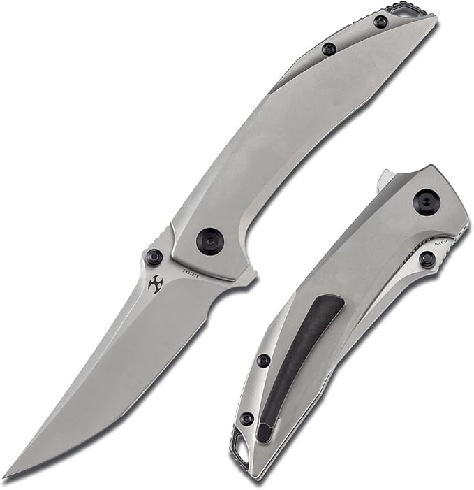 KANSEPT Baku Pocket Folding Knives for Men EDC Camping Folding Knife 3.2'' Satin CPM-S35VN Material Outdoor Folding Knives with Plain Titanium Handle Everyday Carry K1056A3
