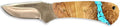WHISKEY BENT HAT CO. Mini Skinner 440 Steel Fixed Blade Knife w/Leather Sheath (Turquoise River)