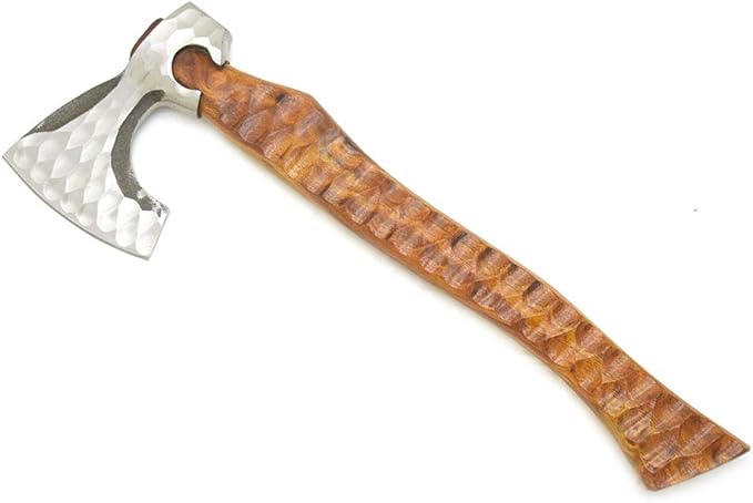 Hand Forged Viking Bearded Axe – 1075 High Carbon Steel Handmade Medieval Style Camping &amp Hunting Axe with Ash Wood Handle and Leather Sheath (Brown-Hand Forged)