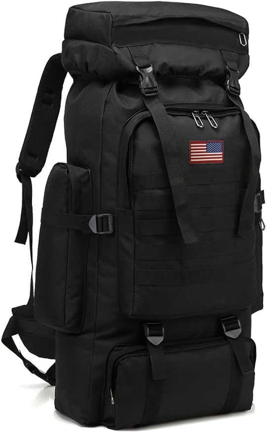 JUMAHE Rugged 80L Military Backpack for Men Versatile Waterproof and Breathable Ideal for Camping Hiking and Travel (Black)