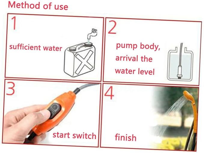 Portable Outdoor Shower Kit with 12V Water Pump and 6 Meter Cable Cigarette Lighter Plug Powered Camping Shower for Car Washing Pet Cleaning Boating and Fishing Max 2.5L Per