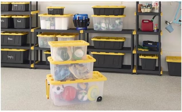 Large 27-Gallon Clear Heavy Duty Stackable Tote with Standard Snap Lid 108-Quart Storage Container