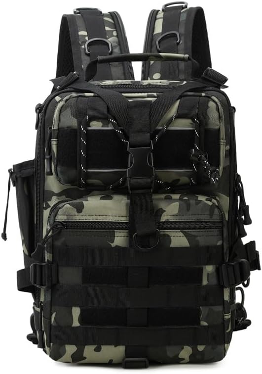 Tactical Backpack Military Molle Hiking 36-55L Outdoor bag trekking touring fishing black camouflage