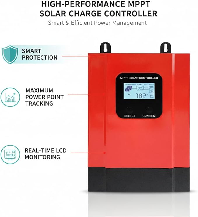 30A MPPT Solar Charge Controller 12V/ 24V/36V/48V Solar Panel Charge Controller Intelligent Regulator for FLD/LiFePO4/SLD/GEL/AGM with Dual USB Port Auto Parameter LCD Display