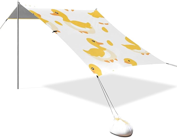 ALAZA Funny Cute Duck Beach Tent Sun Shelter Portable Canopy Sunshade for Outdoor Camping Picnics Backyard Fun 10x9 ft