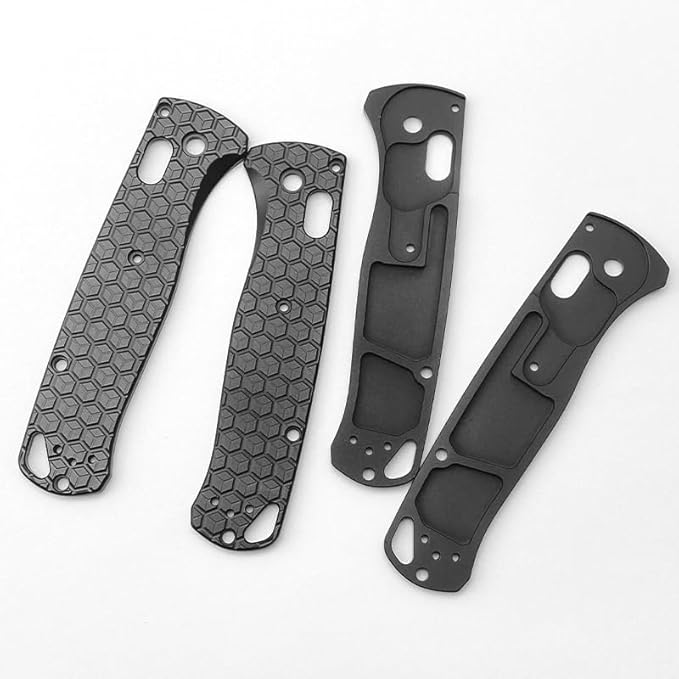 1 Pair Aluminum Scales Fits for Bugout 535 CNC Handle Patch DIY Replacement Accessory(Black)