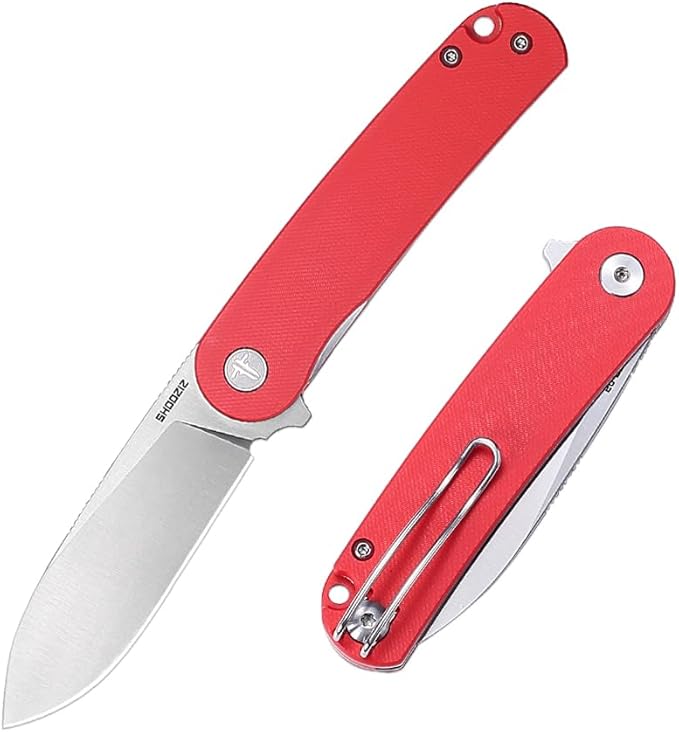 Small EDC Folding Pocket Knife with Clip for Woman - 2.76 Mini D2 Steel Satin BladeCamping G10 Handle Classic Design for Outdoor Hiking Working Man &amp Everyday Carry. Han309-RGS