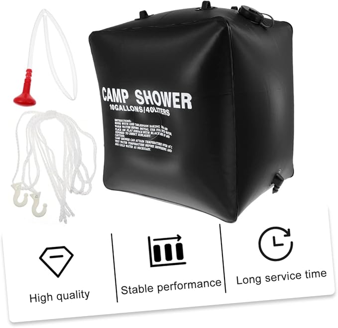 Abaodam 1set Solar Shower Bag for Camping Portable Outdoor Shower Bag Nozzle Hiking Fishing