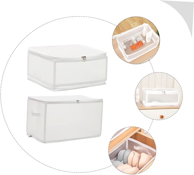 Cabilock 2pcs Cute Storage Box Lids Multi-function Underbed Organizer for Dormitory Camping Apartment