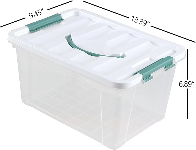 14 Quart Plastic Storage Bins with Lids 6-Pack Stackable Clear Storage Organizing Box with Handle