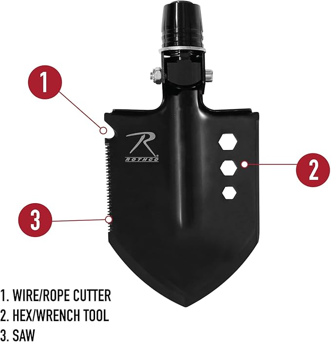 Rothco 8-1 Multi-Tool Survival Shovel Portable Camping Shovel Tactical Entrenching Tool Stainless Steel