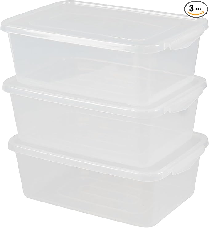 3 Pack 6.5 Quart Lidded Storage Bins Dough Proofing Box Clear Storage Container