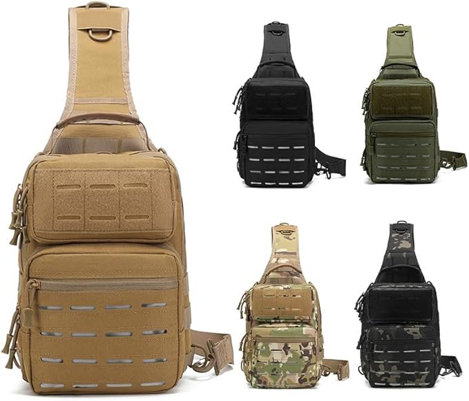 Outdoor Sports Hiking Sling Bag Shoulder Pack Camouflage Tactical Molle Chest Bag - Tan