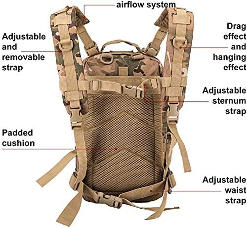 Tactical Backpack Tactical Backpack for Men Military Backpack for Bug Out Bag Supplies Army Bag Hiking Backpacks Heavy Duty Backpack Laptop Moelle Webbing 70 Liters Camouflage