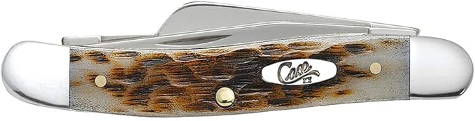 Case XX WR Pocket Knife Medium Stockman Amber Bone Handle Stainless Steel Blades Length Closed: 3 5/8 Inches