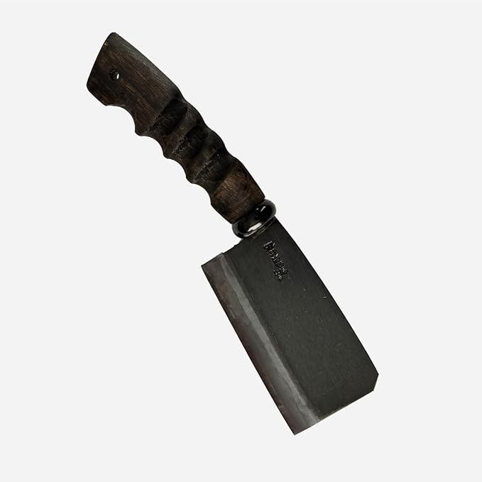Japanese NATA Hatchet – Hand-Forged Steel &amp Iron Blade Using Traditional Swordsmithing Method | Black-Dyed Finish | Carved Wooden Handle | Leather case | Made in Japan