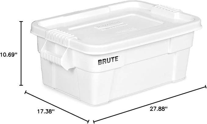 Rubbermaid FG9S3000WHT Brute Tote - 27-7/8 x 17-3/8 x 10-11/16 - White - Lot of 6