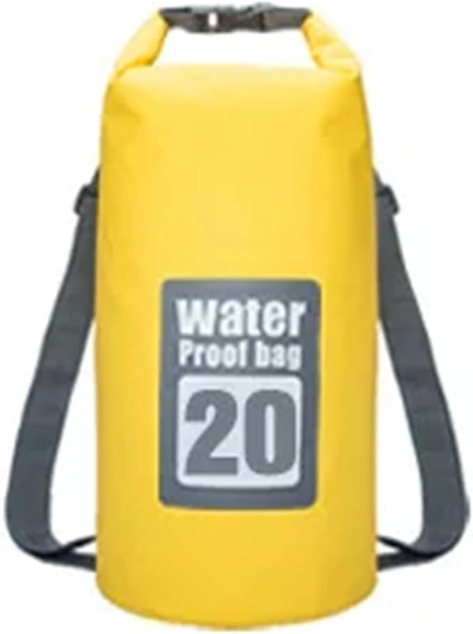 Waterproof Dry Bag 2pcs 5L/10L/15L/20L/30L Outdoor Sport PVC Waterproof Storage Dry Bag for Canoe Kayak Rafting Swimming Travel Kit Sack Backpack for SwimmingBoating(Yellow 20L)