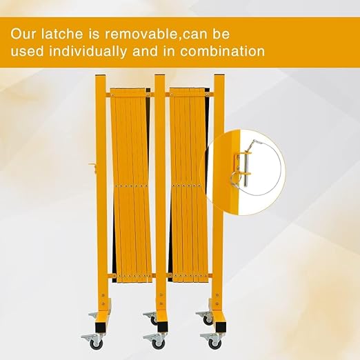 GYMTIME Metal Expandable Barricade Safety Barrier with Casters Retractable Traffic Fence Mobile Temporary Folding Security Gate for Outdoor Shopping Mall 23 Feet Yellow and Black