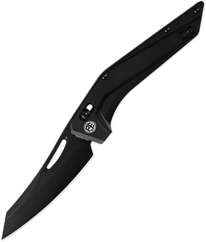 Petrified fish PFP15 Frigate Folding Knife3.82 CPM S35VN Steel Black Stonewashed Blade Aluminium Handle Pocket Knife for Camping Outdoor (Black Aluminum &amp Black Finished)