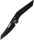 Petrified fish PFP15 Frigate Folding Knife3.82 CPM S35VN Steel Black Stonewashed Blade Aluminium Handle Pocket Knife for Camping Outdoor (Black Aluminum &amp Black Finished)