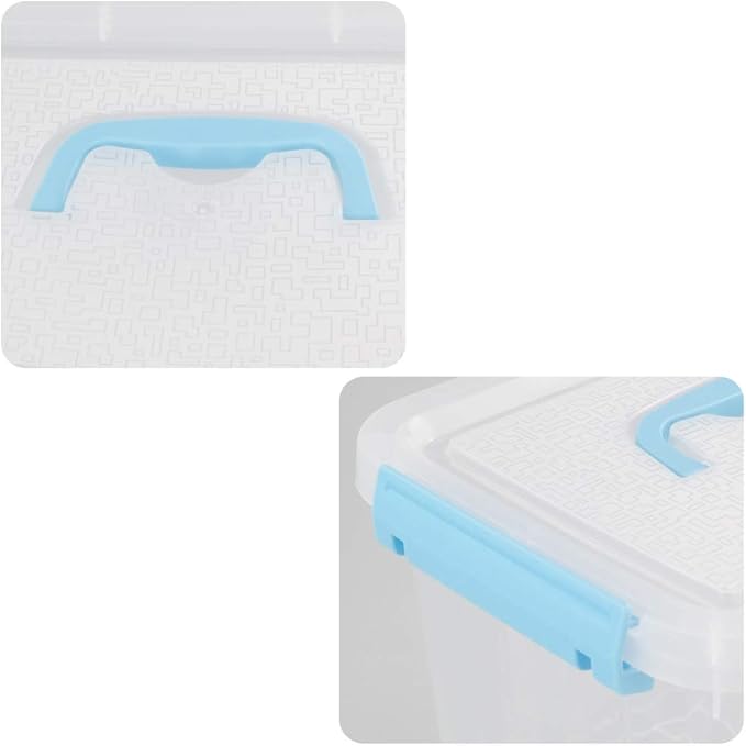 Hespama 6 Quart Storage Bin Plastic Latching Box/Container with Lid 4 Packs