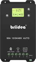 briidea Automatic Transfer Switch 50A 5500 Watt ATS Dual Power Controller for Off Grid Solar Wind Systems DC 12V 24V 48V AC 110V 220V Black