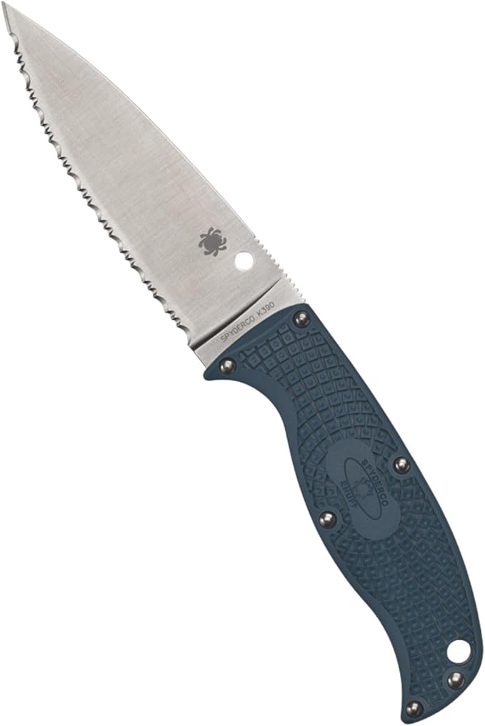 Spyderco Enuff 2 Fixed Blade Knife with 3.9 K390 Steel Blade and FRN Handle - EDC Knife for Men and Women Perfect for Hunting Tactical Camping Survival Hiking - SpyderEdge - FB31SBL2K390