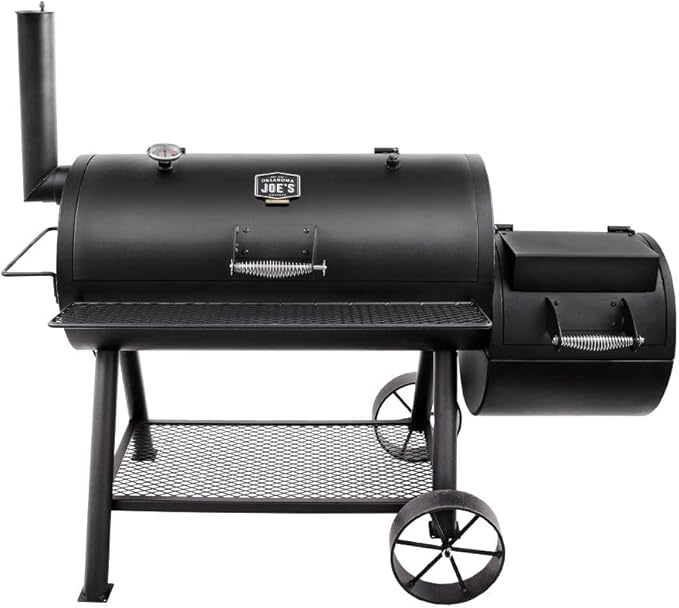 Oklahoma Joe's Longhorn Offset Charcoal Smoker and Grill with 1060 sq. in. Cooking Area in Black Offset Smoker Grill