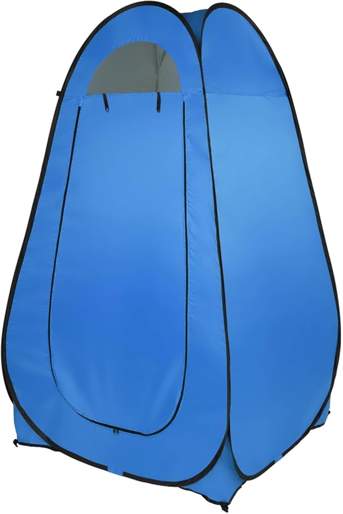 Portable Camping Shower Outdoor Privacy Shower Tent Single Pop Up Shelter Camping Toilet Changing Room with Carrying Bag Rain Shelter for Hiking Picnic Fishing Beach Lightweight (Blue)
