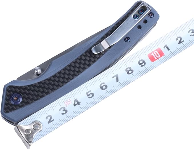 MASALONG Kni242 Folding Knife G10 Carbon Fiber Handle Outdoor Knife Fit Camping Wilderness Survival 59HRC hardness rust resistant blade