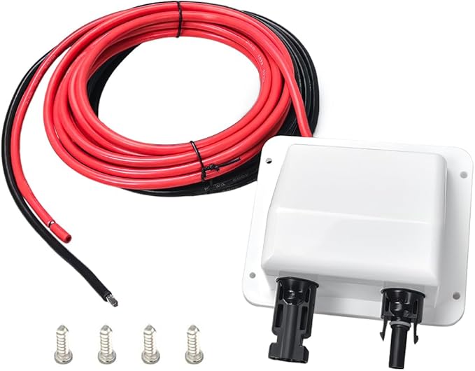 Solar Entry Gland 10ft Weatherproof ABS Double Cable 10AWG for All Cable Types UV Resistance Dual Cable Entry Housing for Solar Project on RvBoatCamperVan