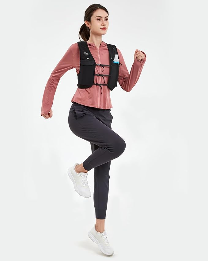 Zelvot Running Vest for Women Men USA Original Patent Adjustable Chest Straps Running Hydration Vest with 500ml Soft Flask Lightweight Reflective Hydration Backpack for Marathon
