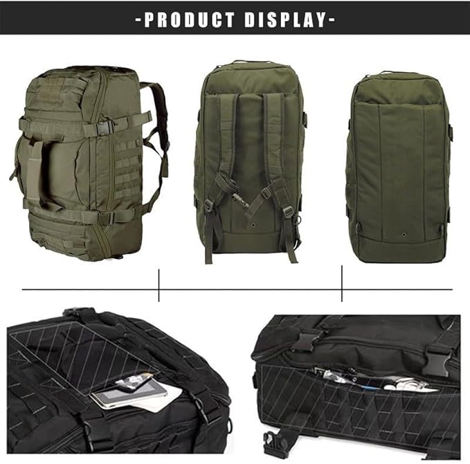 Tactical Military Luggage Bag Large Capacity Travel Backpack Large Sports Gear Travel Bag Men's Gym Bag (Black)