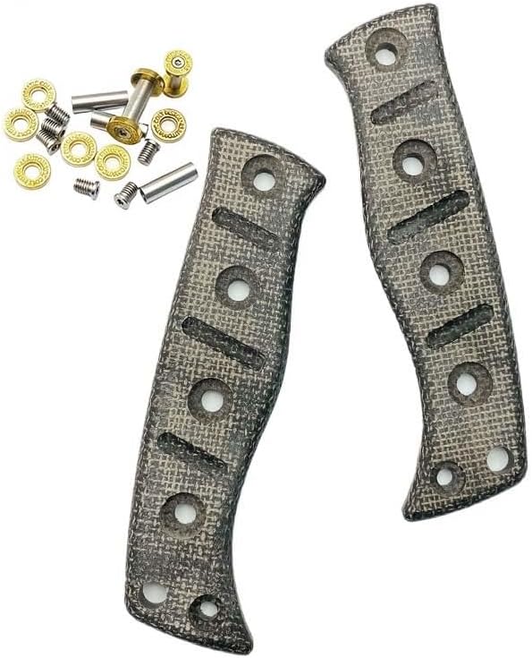 1 Pair Custom Micarta Scales with 5 Sets Screws Fits for Fixed Adamas 375 CNC Handle Patch DIY Accessory(Black)