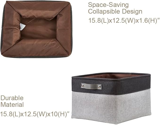 DECOMOMO Storage Baskets for Shelves - Fabric Storage Bins Linen Closet Organizers and Storage (Grey &amp Black XL - 3 Pack)