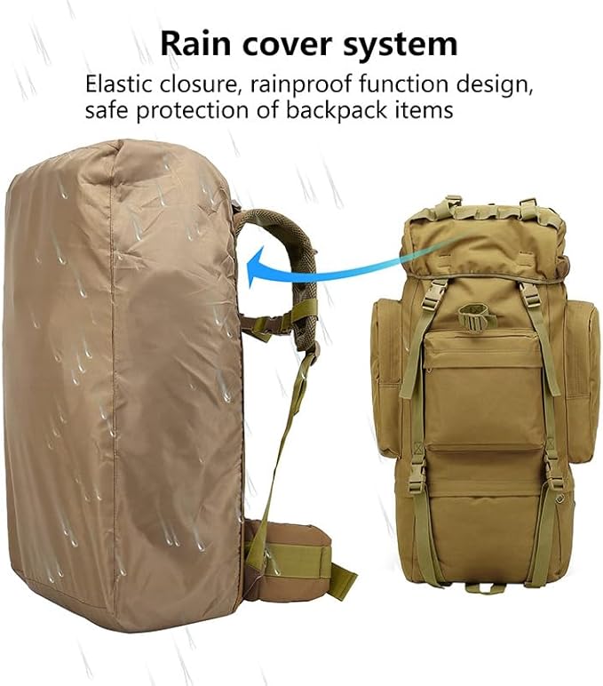 Tactical Backpack Military Molle Hiking 56-75L Hiking sports camouflage tactical outdoor hiking bag khaki