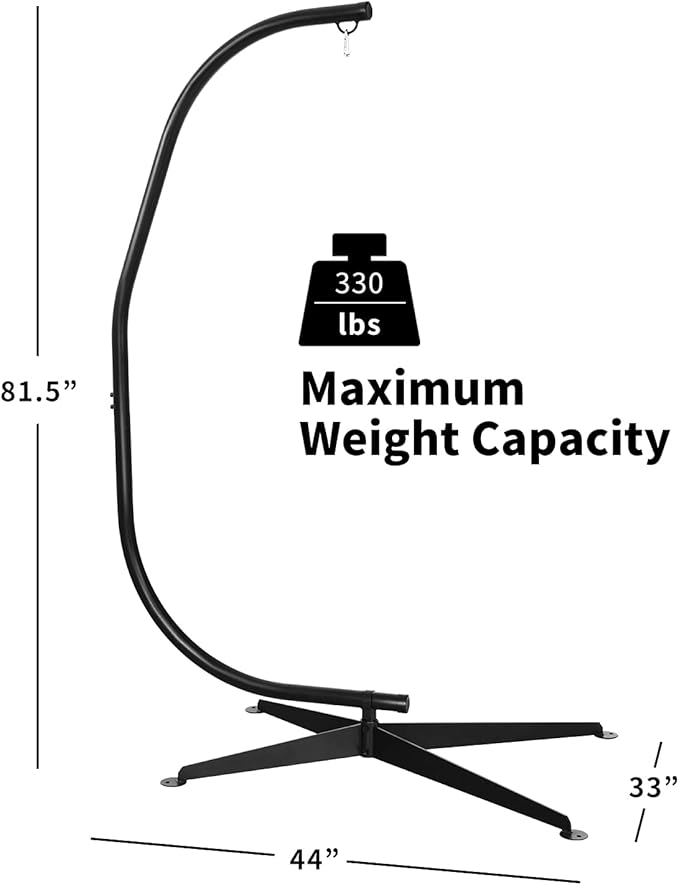 Giantex Hammock Chair Stand Only Heavy Duty Steel C-Stand for Hanging Chair 360° Rotation Egg Chair Stand W/Carabiner 2 Diameter Steel Pipe 81.5 H Stand for Swing Chair Outdoor Indoor