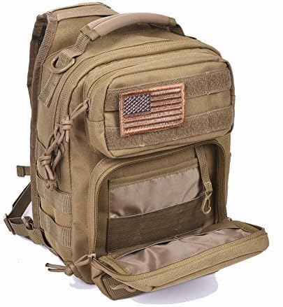 REEBOW GEAR Tactical Sling Pack for Men Military Single Shoulder Backpack Outdoor EDC Range Bag (Style 01-Tan)