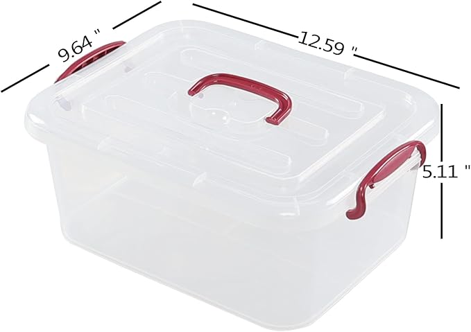 2 Packs 8 Liters Clear Storage Boxes Plastic Latching Container Tote with Lids